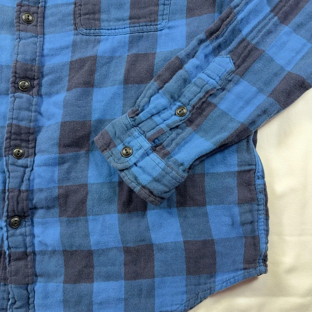 Polo Ralph Lauren Mens XL Blue Black Plaid Flannel Classic Fit Button Down Shirt